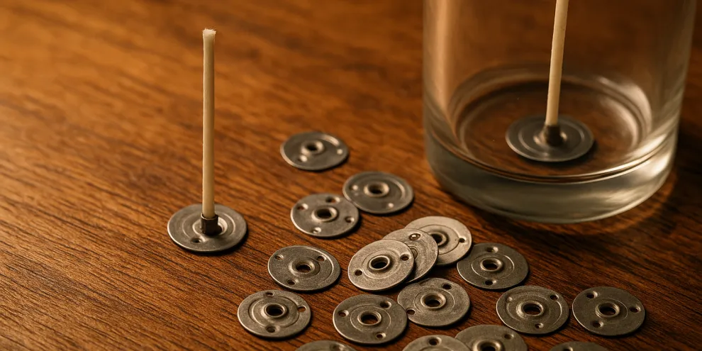 Socle métal (sustainer) : fixer la mèche au fond du pot